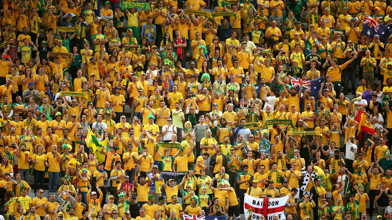 The travelling Socceroos faithful were treated to one of the greatest goals in Australian football history . (Photo by Ian Walton/Getty Images)