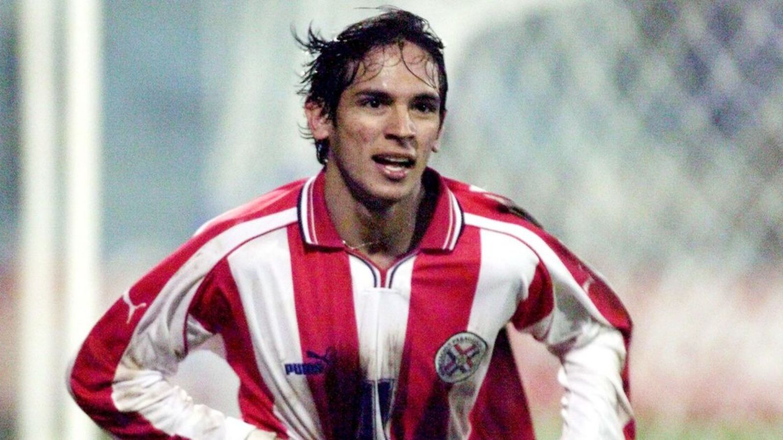 Paraguayan Roque Santa Cruz celebrates his match-winning goal against Peru in their third Copa America match. Paraguay won 1-0. Asuncion, Paraguay, July 5 1999.