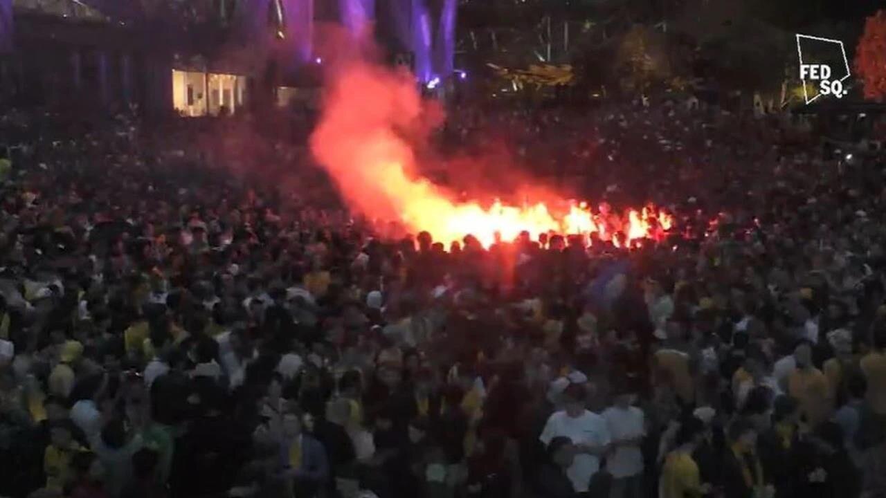 Fed Square was heaving long before kick-off.