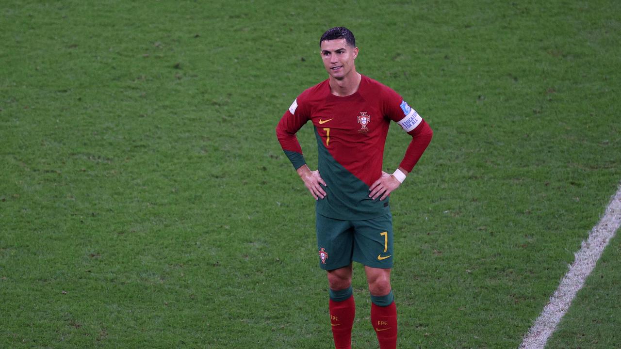 Portugal's forward #07 Cristiano Ronaldo looks on at the end of the Qatar 2022 World Cup round of 16 football match between Portugal and Switzerland.