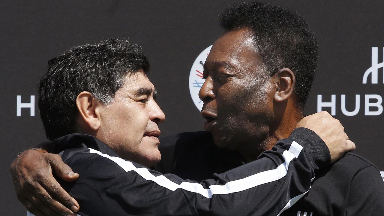 Maradona and Pele are considered two of the greatest to have ever laced up a pair of boots. (Photo by PATRICK KOVARIK / AFP)