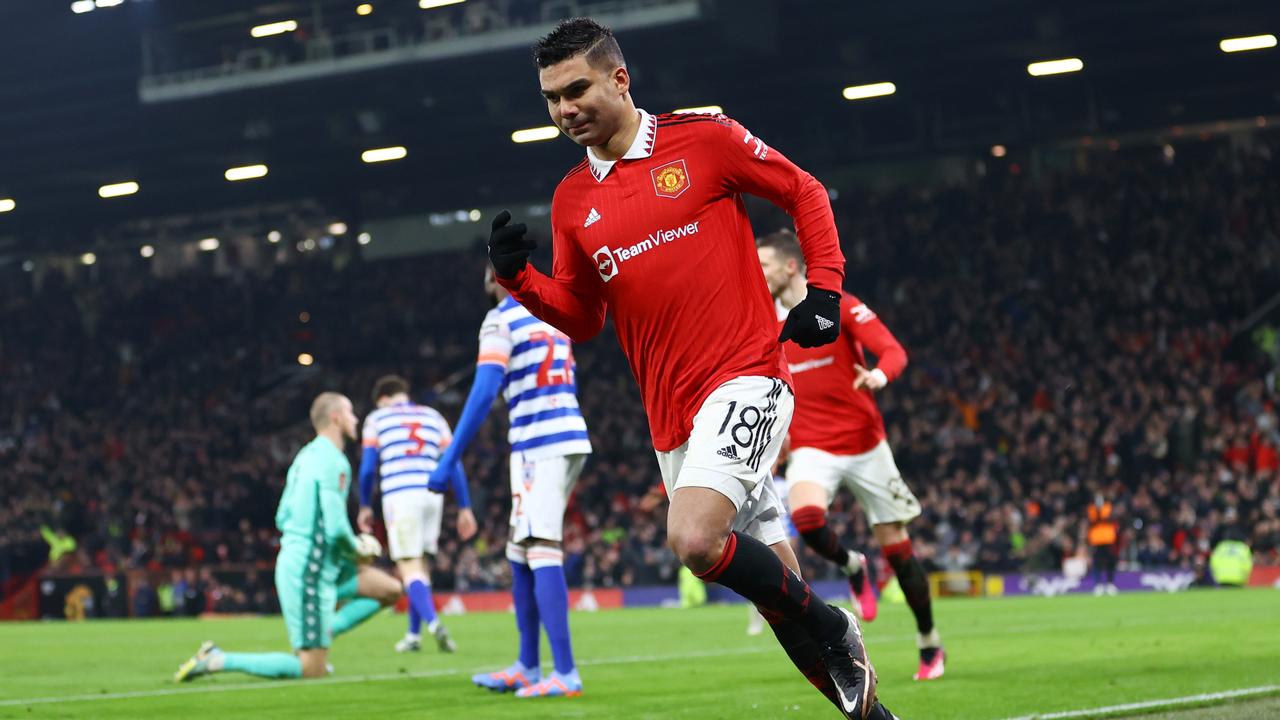 Casemiro scored twice for Manchester United as they beat 10-man Reading. (Photo by Michael Steele/Getty Images)