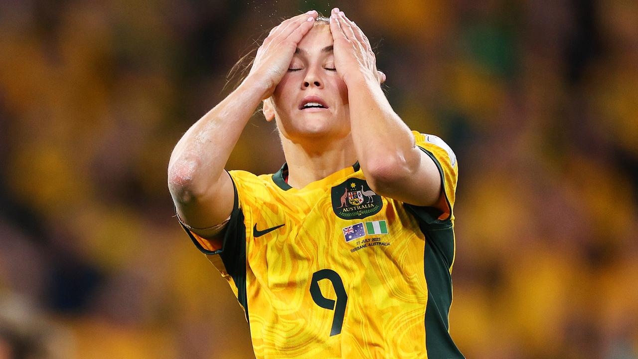 Caitlin Foord looked devastated. Photo by Elsa - FIFA/FIFA via Getty Images.